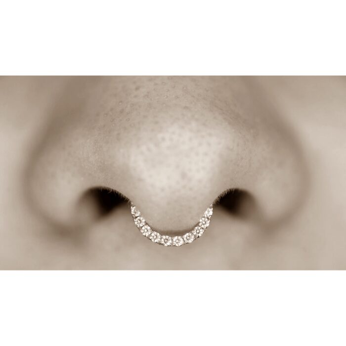 Segment Ring Piercing Clicker 1.2mm κρικάκι μεντεσέ με zircon πέτρες από χειρουργικό ατσάλι - Image 5