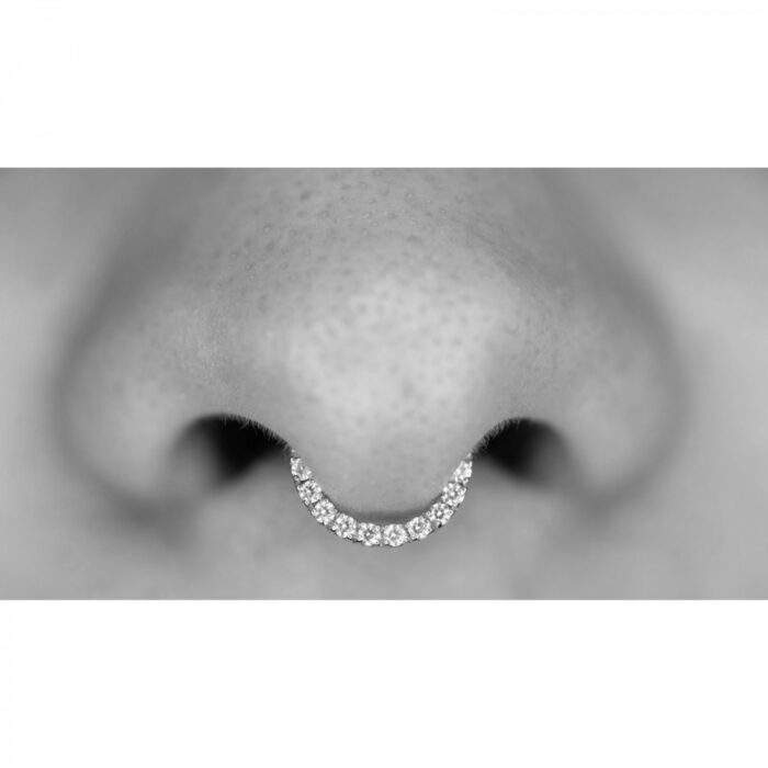 Segment Ring Piercing Clicker 1.2mm κρικάκι μεντεσέ με zircon πέτρες από χειρουργικό ατσάλι - Image 4