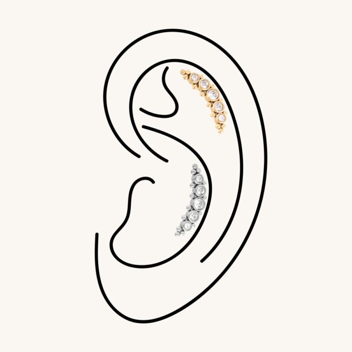 Cartilage σκουλαρίκι αυτιού με τάπα και 5 zircon από χειρουργικό ατσάλι - Image 4